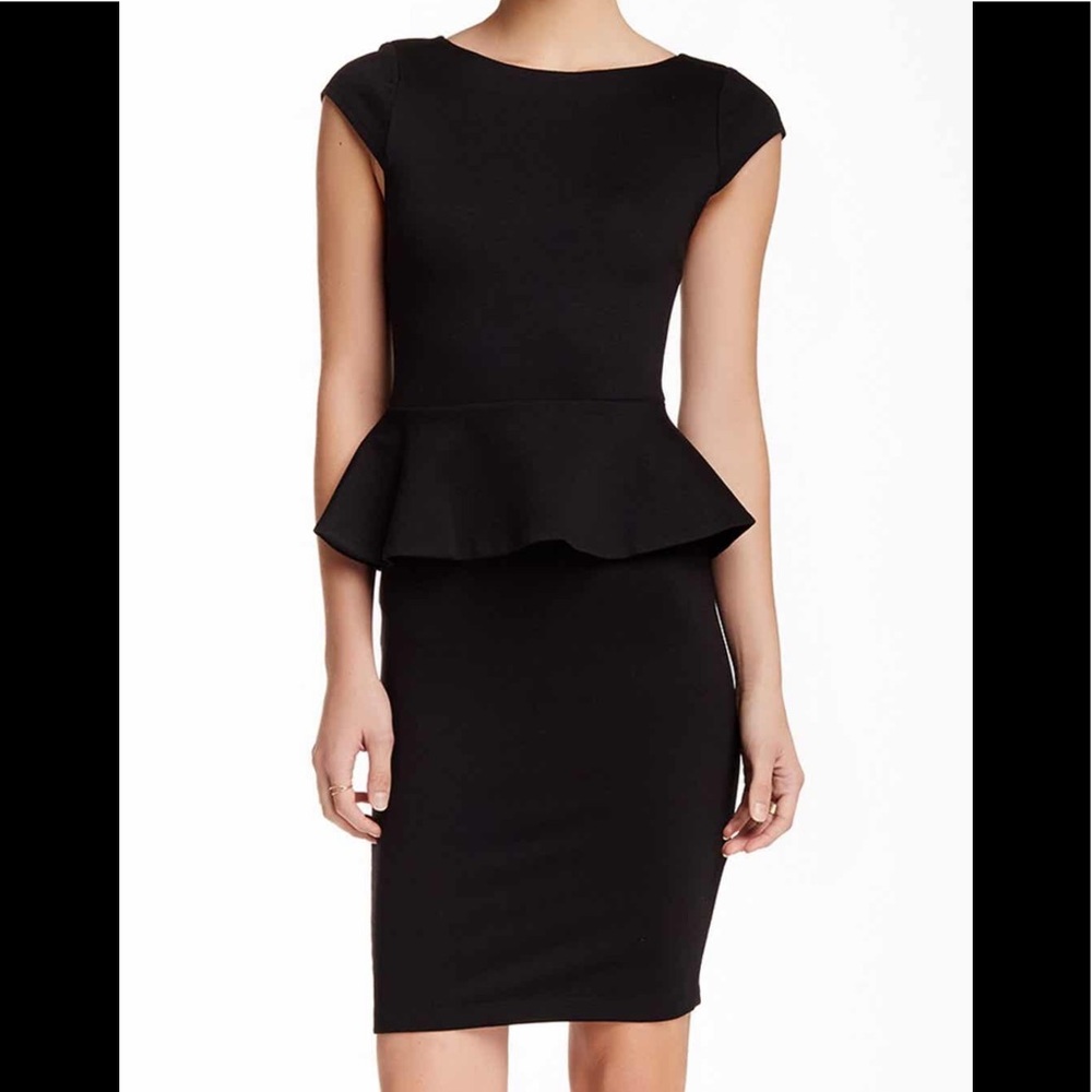 ALICE AND OLIVIA Victoria black S/S Peplum Dress 6